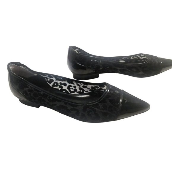 jon josef shoes Flats Patent Leather Pointed Toe sz 8 Old Money Slip On Black To - Picture 1 of 12